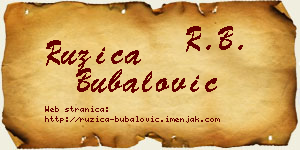 Ružica Bubalović vizit kartica